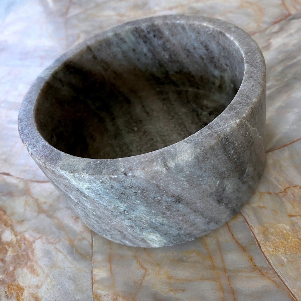 Target Studio Marble Decorative Box Grey White Round Stone Vessel India 5.25in
